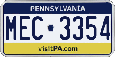PA license plate MEC3354