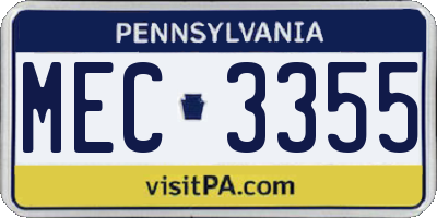 PA license plate MEC3355