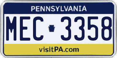 PA license plate MEC3358
