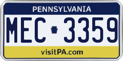 PA license plate MEC3359