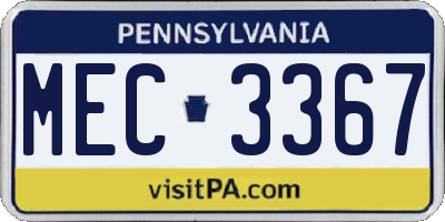 PA license plate MEC3367