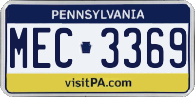 PA license plate MEC3369