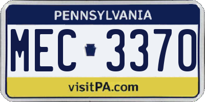 PA license plate MEC3370