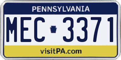 PA license plate MEC3371