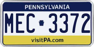 PA license plate MEC3372