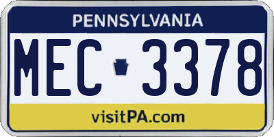 PA license plate MEC3378