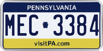 PA license plate MEC3384