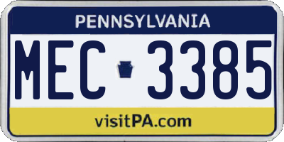 PA license plate MEC3385
