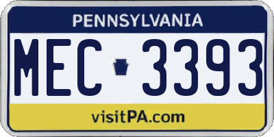 PA license plate MEC3393