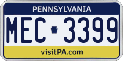 PA license plate MEC3399
