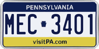 PA license plate MEC3401