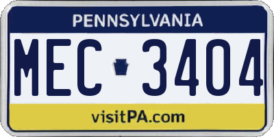 PA license plate MEC3404