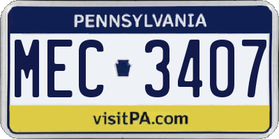 PA license plate MEC3407
