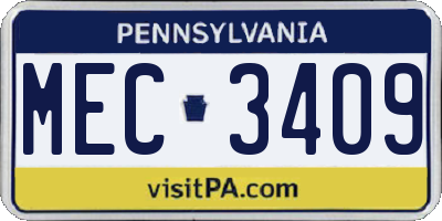 PA license plate MEC3409