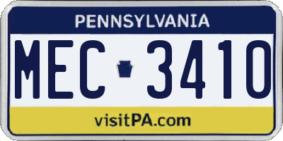 PA license plate MEC3410