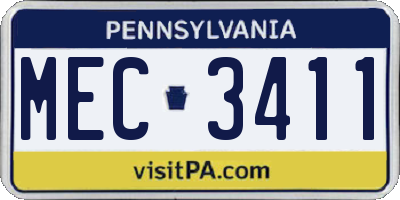 PA license plate MEC3411