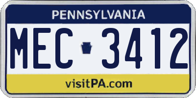 PA license plate MEC3412
