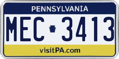 PA license plate MEC3413