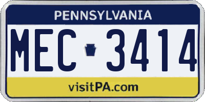 PA license plate MEC3414