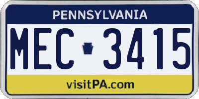 PA license plate MEC3415