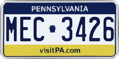 PA license plate MEC3426