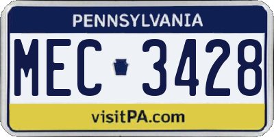 PA license plate MEC3428