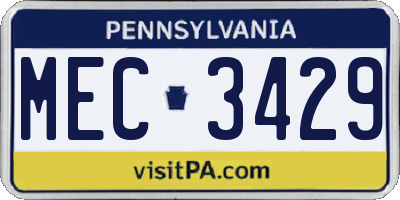 PA license plate MEC3429