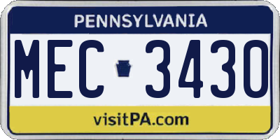 PA license plate MEC3430