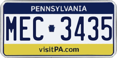 PA license plate MEC3435