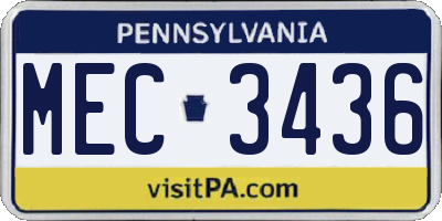 PA license plate MEC3436