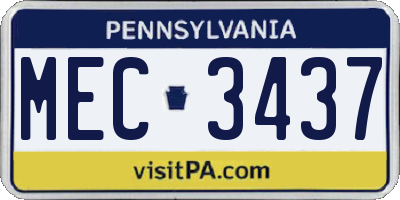 PA license plate MEC3437