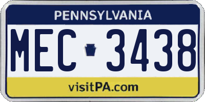 PA license plate MEC3438