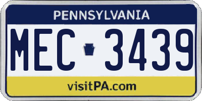 PA license plate MEC3439