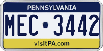 PA license plate MEC3442