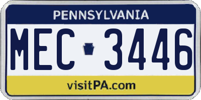 PA license plate MEC3446