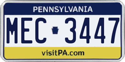 PA license plate MEC3447