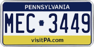 PA license plate MEC3449