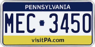 PA license plate MEC3450