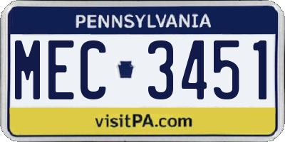 PA license plate MEC3451