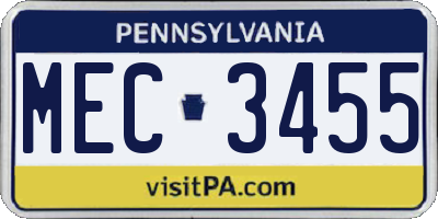 PA license plate MEC3455