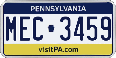 PA license plate MEC3459