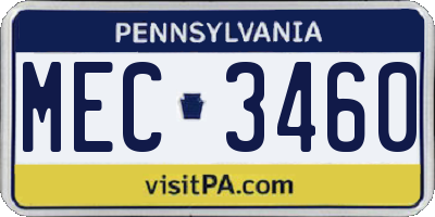 PA license plate MEC3460