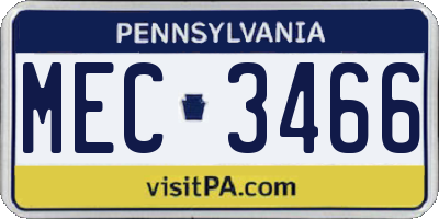 PA license plate MEC3466