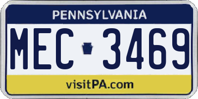 PA license plate MEC3469
