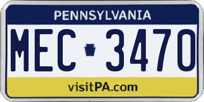 PA license plate MEC3470