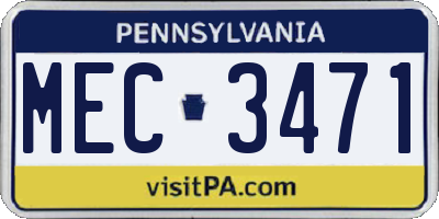 PA license plate MEC3471