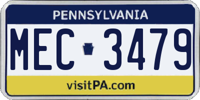 PA license plate MEC3479
