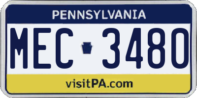 PA license plate MEC3480