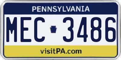 PA license plate MEC3486