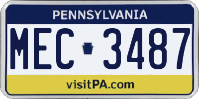 PA license plate MEC3487